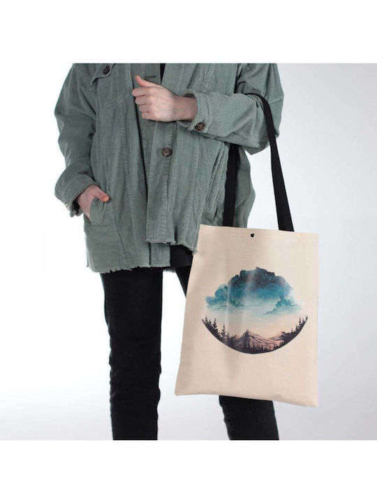 Enpapa Beige Fabric Design Shopping Bag 35x40 Cm