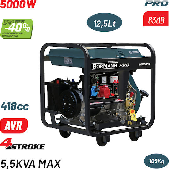 Bormann Pro BGB9010 Erdöl-Generator mit Manuellem Anlasser und Rädern