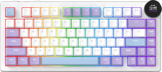 Ajazz AK820 V2 Wireless Gaming Mechanical Keyboard 75% with RGB Lighting (English US) White / Purple