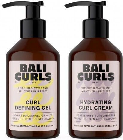 Bali Curls Set pentru Definirea Buclelelor Cremă Hidratantă pentru Bucle Gel Definitoriu 150 Ml Fiecare Păr Neted Bine Definit Hidratare Definire Fixare Non-aderentă