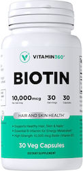 Vitamin360 Биотин 10,000 Mcg Vitamin360 30 Вегански Капсули