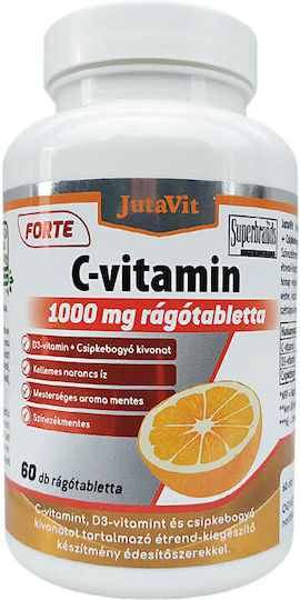 JutaVit Витамин C 1000 Mg Forte + D3 Дъвчащи Таблетки JutaVit Портокал 60 Дъвчащи Таблетки