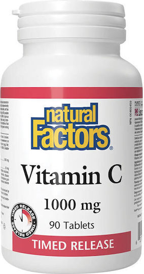 Natural Factors Βιταμίνη C για Ενίσχυση του Ανοσοποιητικού, τo Δέρμα & Αντιοξειδωτική δράση 1000mg 90 ταμπλέτες