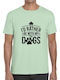 T-Shirt I'd Rather Be My Dogs Pfoten Hundehütte Pop Culture Mint Grün