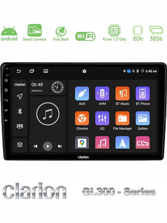 Clarion Car Audio System for Opel Vivaro Fiat Talento Renault Trafic Dacia Lodgy / Logan MCV 2022-2023 with Clima (Bluetooth/USB/AUX/WiFi/GPS/Apple CarPlay/Android Auto) with 9" Touch Screen