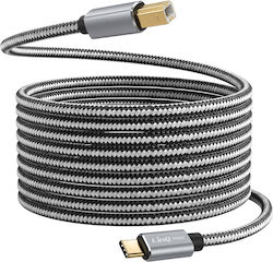 Linq USB Typ-C Zu USB-B 2.0 Drucker Kabel Geflochten Nylon 3m Graue Linq USB Typ-C Zu USB-B 2.0 Drucker Kabel Geflochten Nylon 3m Graue