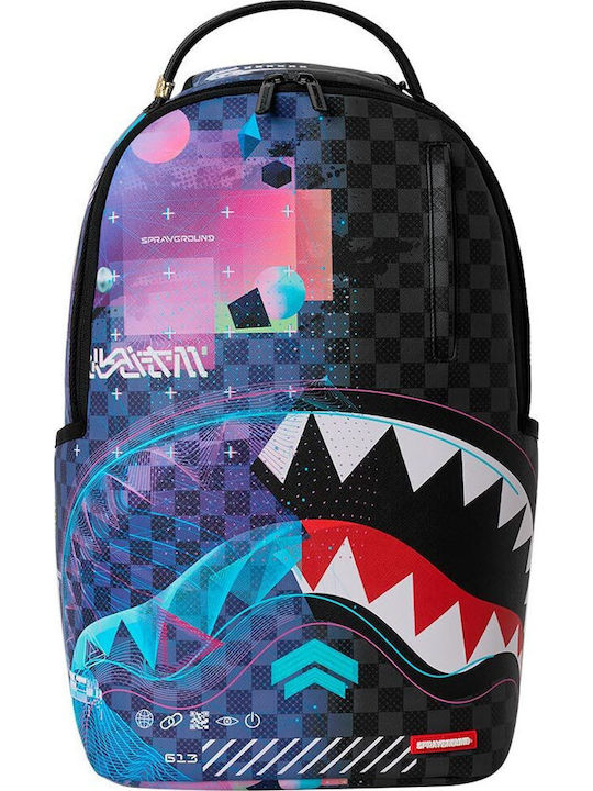 Sprayground Dark Frequency Shark School Backpack Junior High-High School with Water Bottle Holder Multicolour 29 x 15 x 45cm