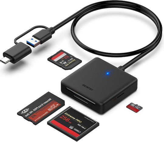 Benfei 4-in-1 Card Reader Usb-c-usb-a 3.0 Sd Micro Sd Ms Cf Black