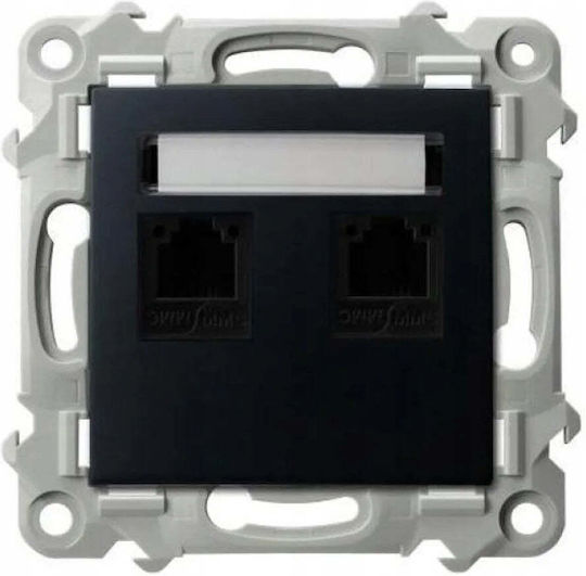 Ospel Telefonsteckdose Doppelter in Schwarz Farbe GPT-2ZN/m/33