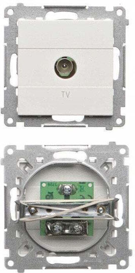 Simon 55 Einzelne TV-Antennensteckdose Modul Für Individuelle Installation Weiß Mat Tak1.01/111