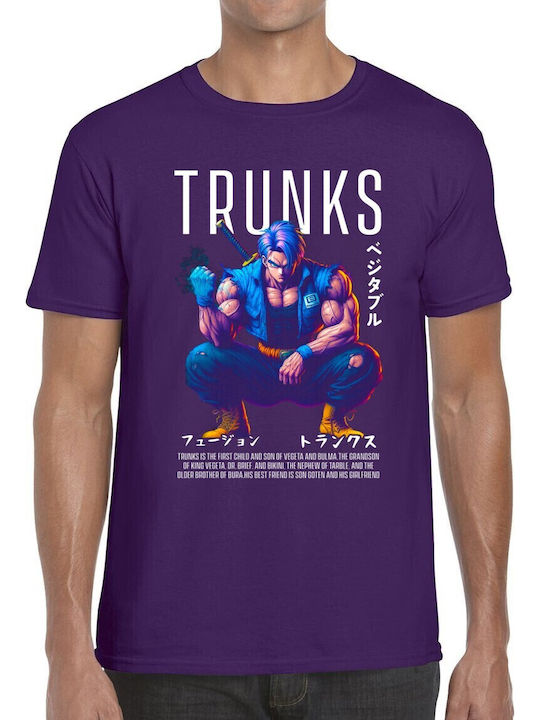 T-shirt Аниме Герой Меч Японски Символи Pop Culture Лилав