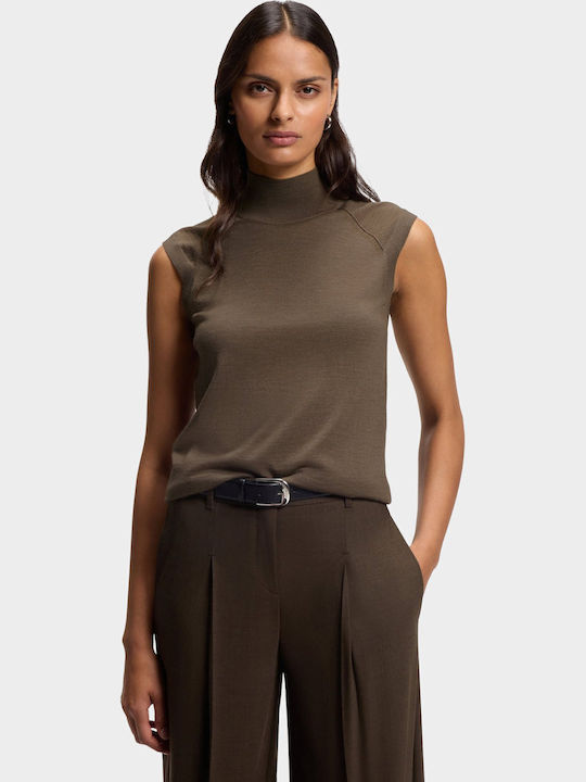 Boss Women's Sleeveless Wool Sweater Light Brown