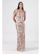 Sommer Maxi Damenkleid Rosa Nude