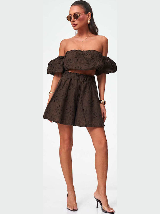 Decoro Damen-Set mit Braunen Shorts Dunkel