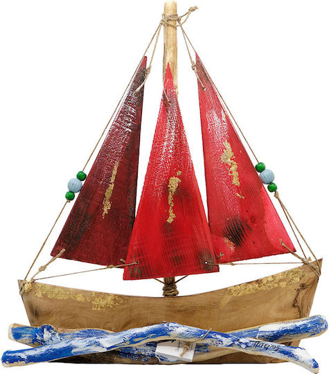 Piteros Ship Wooden Olive 3 Colored Wooden Canvas Leaves of Gold A10 Red 40x40x6/1500g