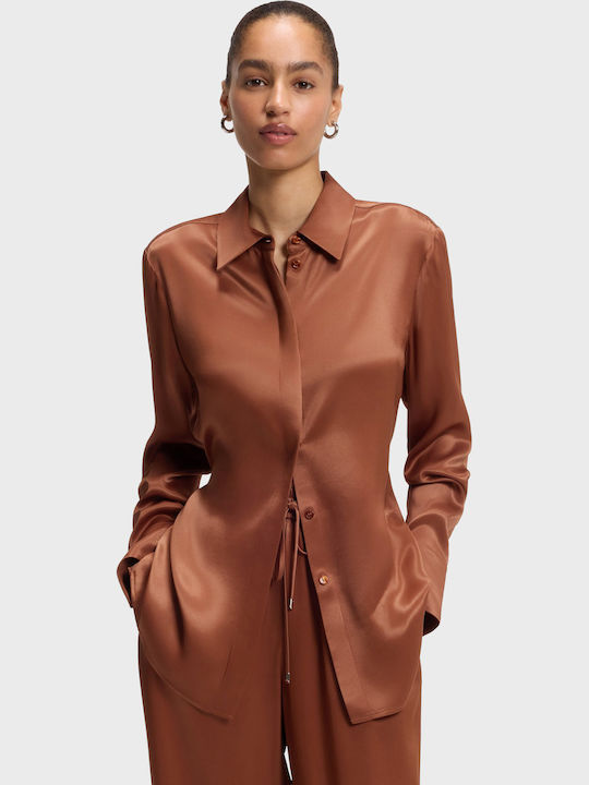 Μακρυμάνικο Γυναικείο Πουκάμισο Copper Brown