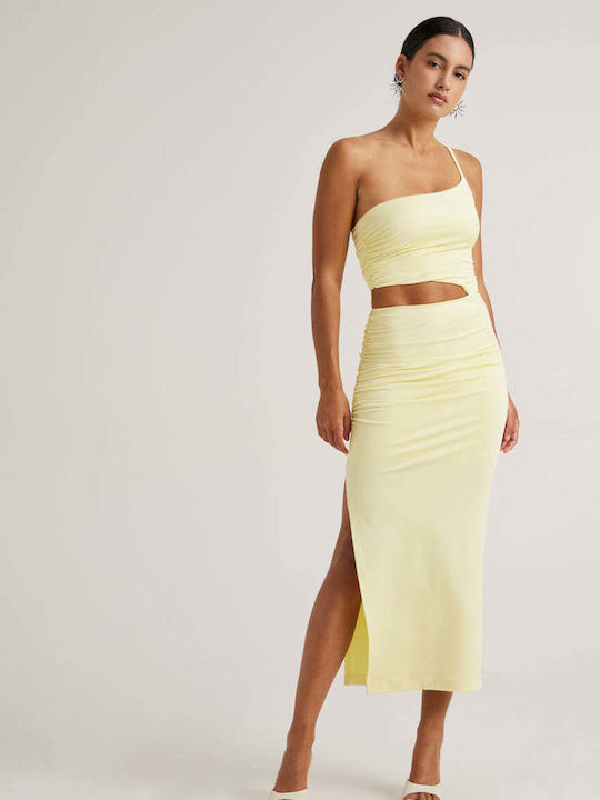 Enzzo Sommer Midi Damenkleid mit Tränen Banana