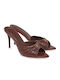 Mules With Heel In Tabac Brown Colour