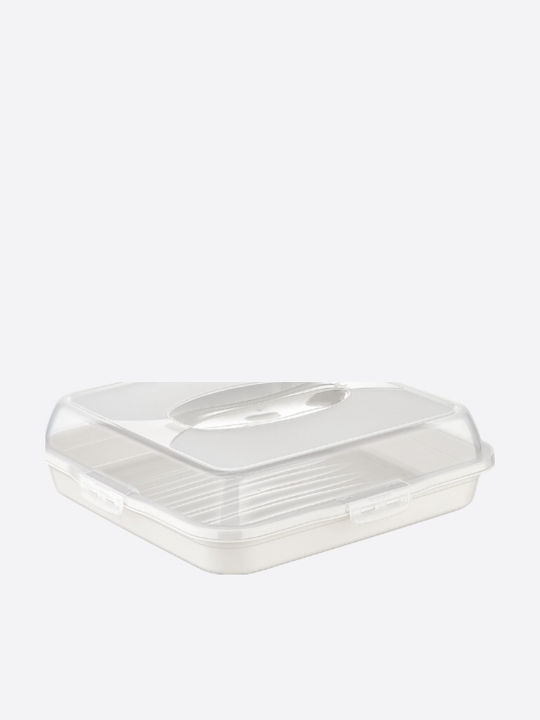 Dunya Plastic Cake Stand with White Lid 36x36x10cm