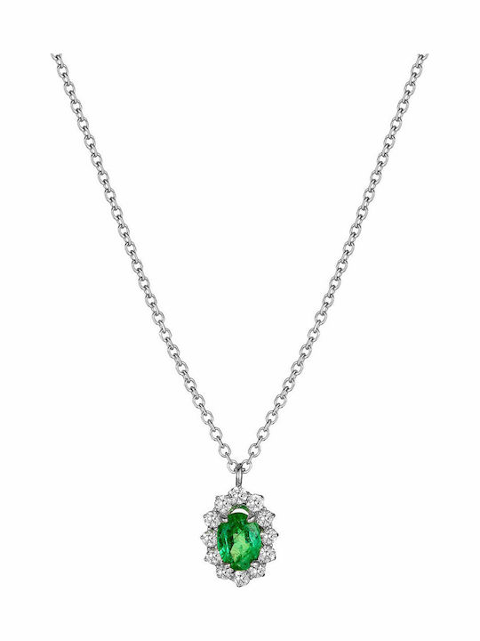 Rosette Necklace in 8K White Gold Green