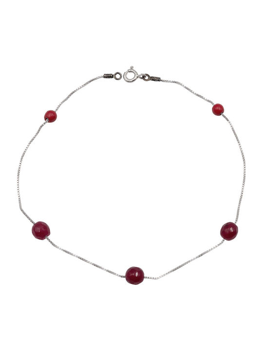 Poco Loco Silver Red Anklet
