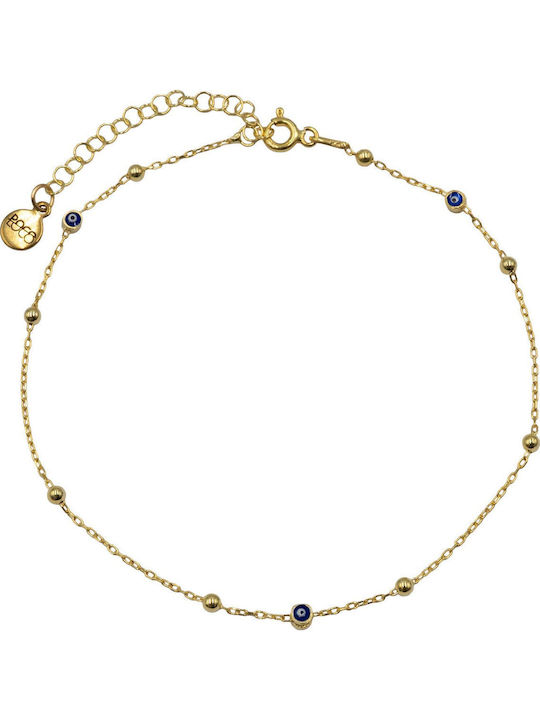 Poco Loco Vergoldetes Fußarmband aus Silber Blau 5cm