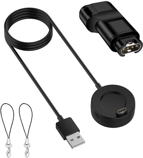 Garmin Кабел за Зареждане и Пренос на Данни Usb + Usb-c Адаптер Garmin Смарт часовник Fenix 7 6 5 Pro Vivoactive 3 4 Forerunner 45 245 745 945 Venu 2 2s Instinct Epix 1м Черен