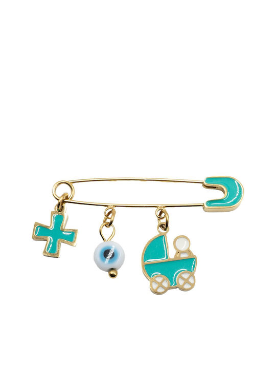 Poco Loco Kinder Sicherheitsnadel-Anhänger Aus Gold Mit Kreuz