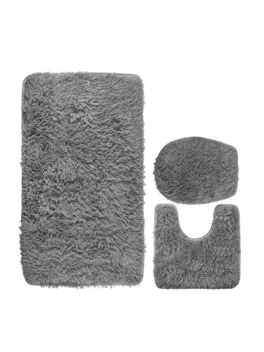 Αντιολισθητικό Σετ Πατάκια Μπάνιου Γκρι 3τμχ