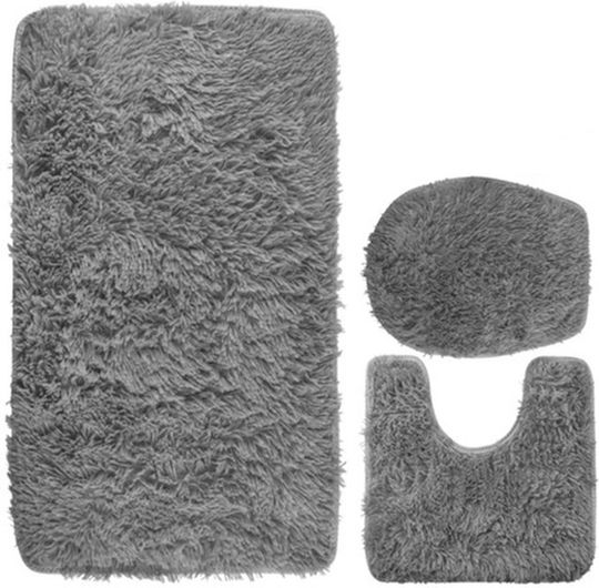 Set Covoare De Baie Gri 3 Bucăți