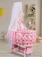 SteweHome Pink Baby Crib with Mattress