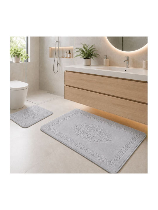 Tropik Home Set Cotton Bath Mats LJD27749 Grey 2 Pieces