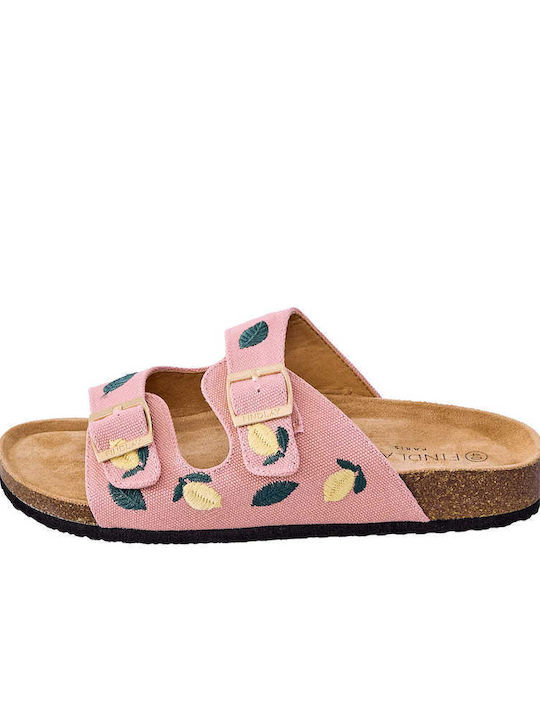 Celestino Flache Damen Sandalen Kente Lemonen Rosa
