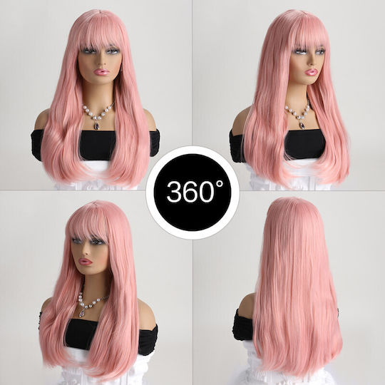 Ophelia's Dream Toys Long Straight Pastel Pink Wig Fringe 10wig-453b