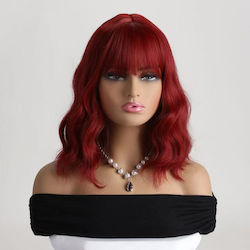 Ophelia's Dream Perucă Medie Ondulată Roșu Închis Cu Breton 10wig-348l