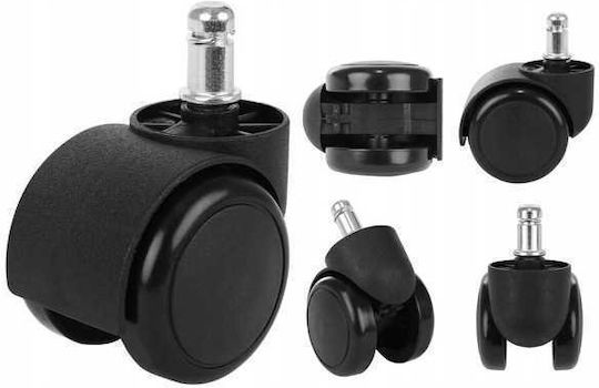 Caster for Office Chair Made of Rubber 5 Pieces Black