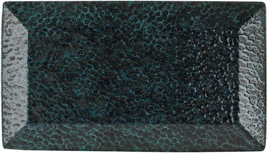 Porland Shallow Rectangular Serving Plate Porcelain Green 13x23cm