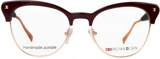 Kristian Olsen Kf082 Burgundy Pink Gold Acetate Metal