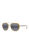 Men's Sunglasses with Transparent Horn-Rimmed Frame and Blue Polarized Mirror Lenses