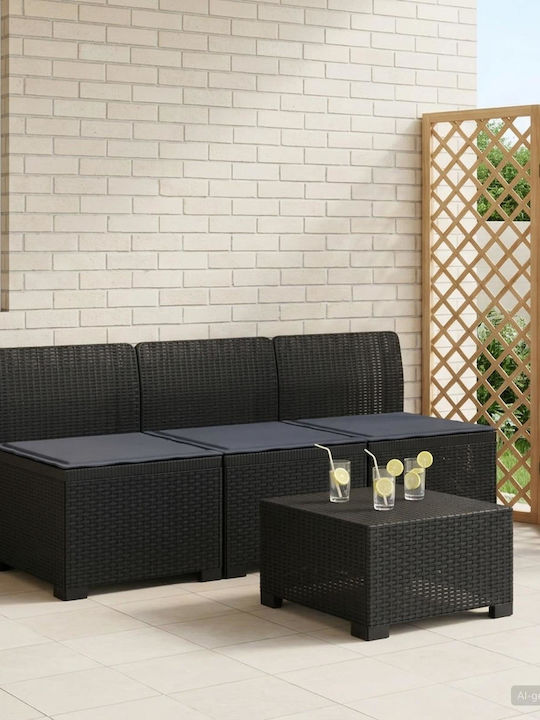Three-Seater Outdoor Rattan Sofa with Cushions