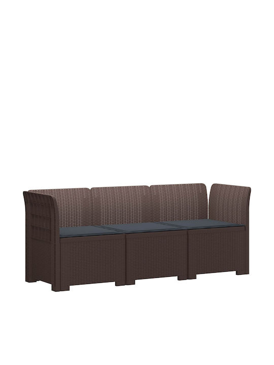 vidaXL Dreisitzer Outdoor-Sofa Rattan mit Kissen