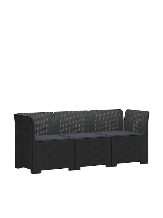 vidaXL Dreisitzer Außen-Sofa Rattan Mit Kissen