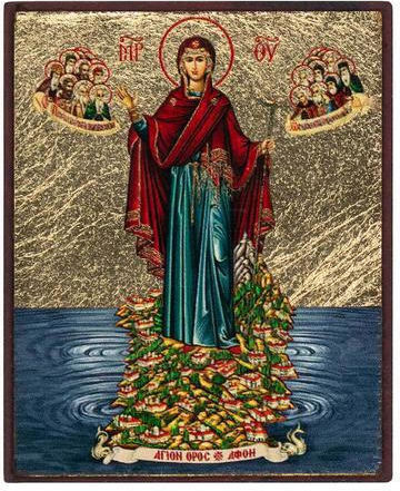Panagia Athonitissa Icon Canvas Gold Background 6 X 5 Cm