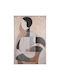 Canvas Painting Female Figure White Dark Blue Brown 80x3.5x120cm 812 20101