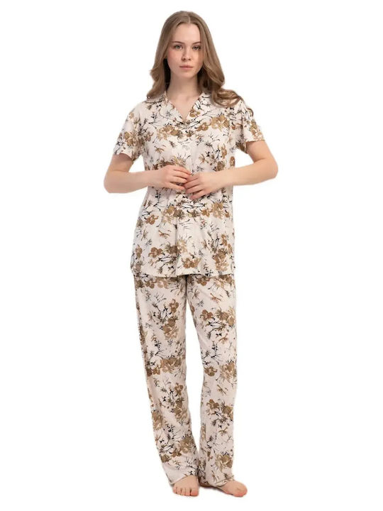 Kezokino Summer Women's Beige Pyjama Set