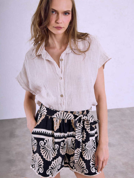 Celestino Women's Printed Viscose Shorts Black