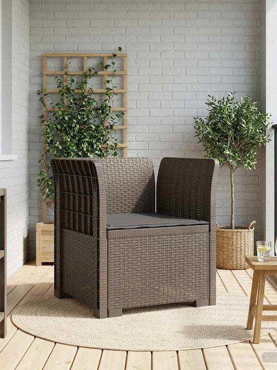 Outdoor Rattan Armchair with Cushion 68x62cm