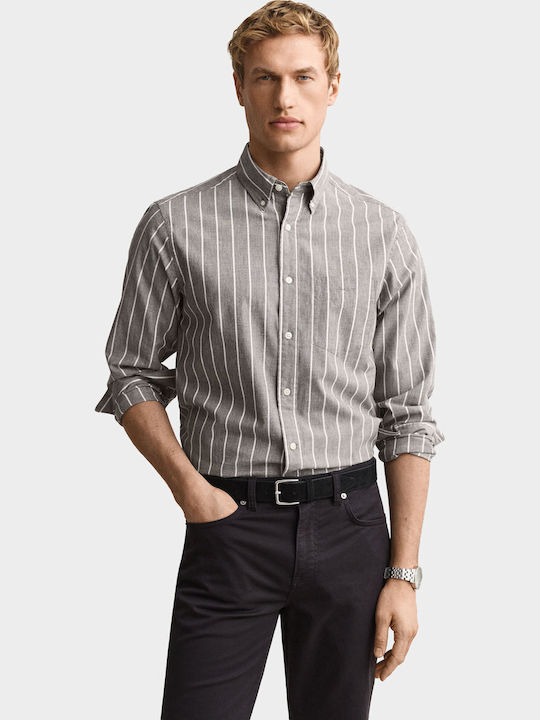 Short Sleeve Shirt in Regular Fit Striped Brown