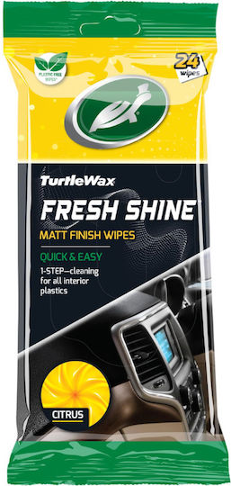 Turtle Wax Μαντηλάκια Γυαλίσματος για Ταμπλό Αυτοκινήτου με Άρωμα Fresh 24τμχ
