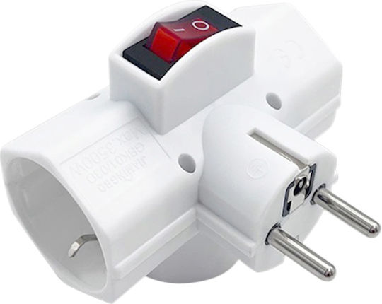 Electra T-Shaped Wall Plug 3 Sockets with Switch